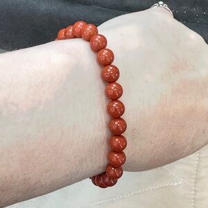 Red Jasper Round Beaded Stretchy Bracelet
